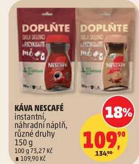 KÁVA NESCAFÉ instantní, náhradní náplň, různé druhy, 150 g