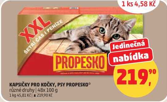 KAPSIČKY PRO KOČKY, PSY PROPESKO různé druhy, 48x 100 g