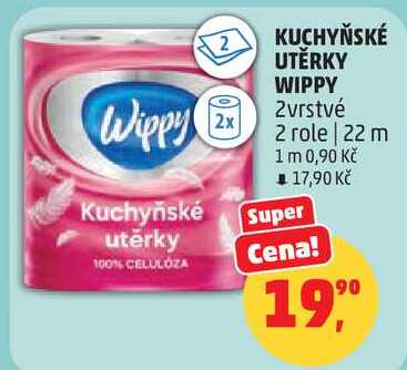KUCHYŇSKÉ UTĚRKY WIPPY 2vrstvé 2 role, 22 m