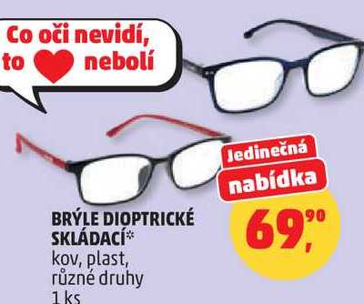 BRÝLE DIOPTRICKÉ SKLÁDACÍ kov, plast, různé druhy, 1 ks 