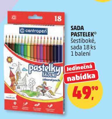 SADA PASTELEK šestiboké, sada, 18 ks