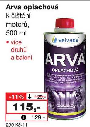 Arva oplachová k čištění motorů, 500 ml