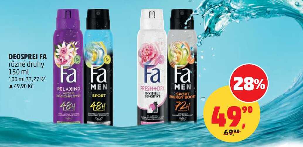 DEOSPREJ FA různé druhy, 150 ml  