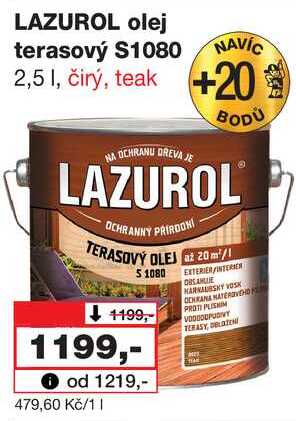 LAZUROL olej terasový $1080 NAVIC 2,5 l