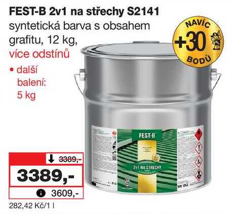 FEST-B 2v1 na střechy S2141 syntetická barva s obsahem grafitu, 12 kg