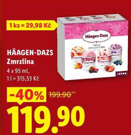 HÄAGEN-DAZS Zmrzlina, 4x 95 ml
