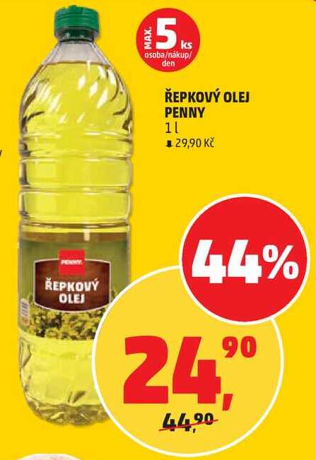 ŘEPKOVÝ OLEJ PENNY, 1 l