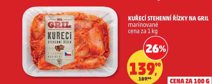 KUŘECÍ STEHENNÍ ŘÍZKY NA GRIL marinované, 1 kg
