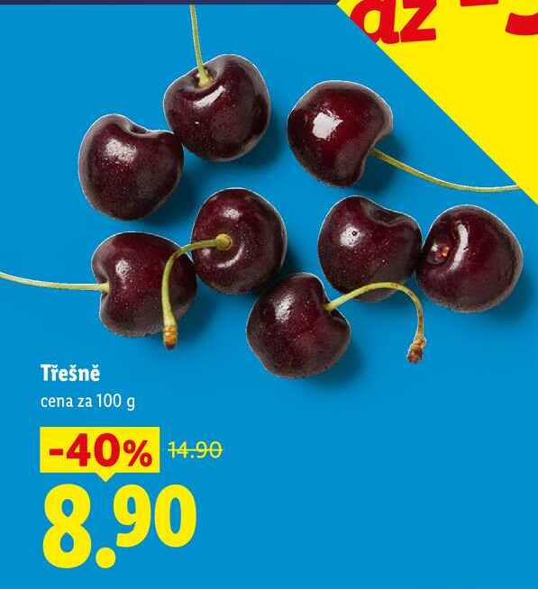 Třešně, cena za 100 g 