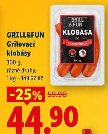 GRILL&FUN Grilovací klobásy, 300 g