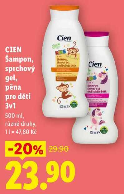 CIEN Šampon, sprchový gel, pěna pro děti 3v1, 500 ml