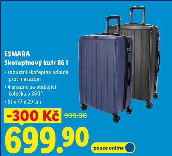 ESMARA Skořepinový kufr 86 l