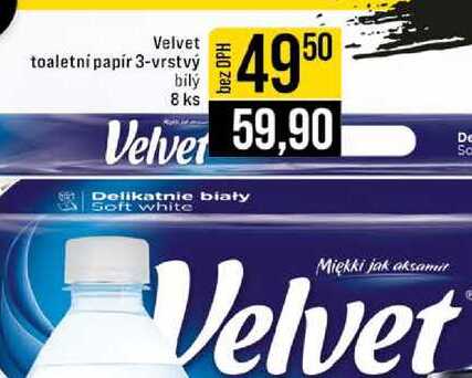 Velvet toaletní papír 3-vrstvý bilý 8 ks 