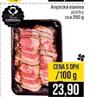 Anglická slanina plátky cca 200 g 100g