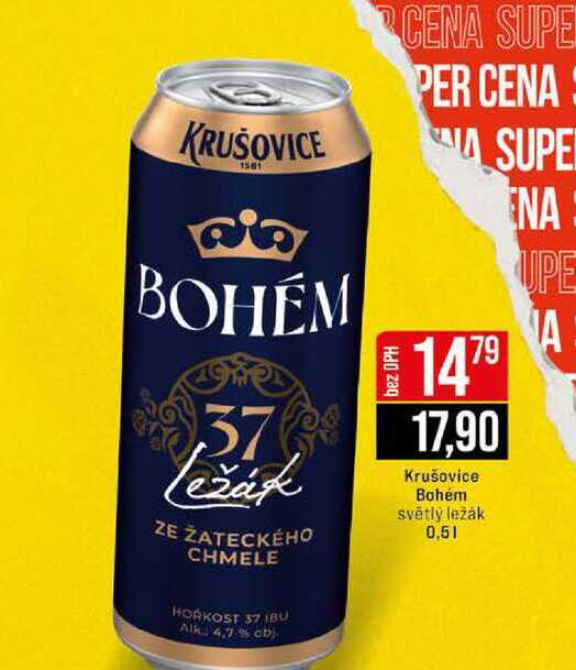 Krušovice Bohém světlý ležák 0,5l