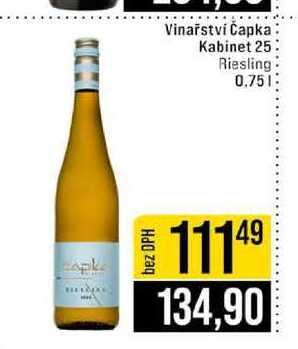 Vinařství Čapka Kabinet 25 Riesling 0.75l