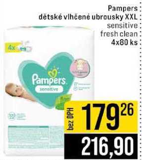 Pampers dětské vlhčené ubrousky XXL sensitive fresh clean 4x80 ks
