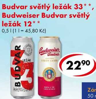 Budvar světlý ležák 33, 0,5 l 