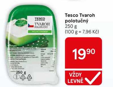 Tesco Tvaroh polotučný, 250 g  