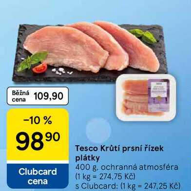 Tesco Krůtí prsní řízek plátky, 400 g 