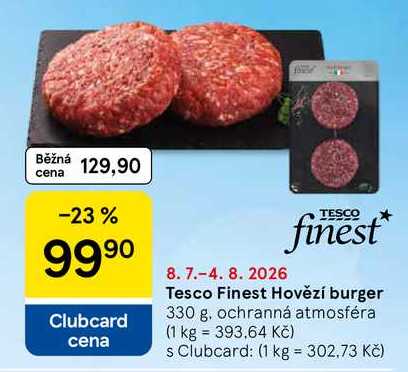 Tesco Finest Hovězí burger, 330 g 