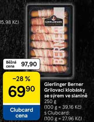 Grilovací klobásky se sýrem ve slanině, 250 g 