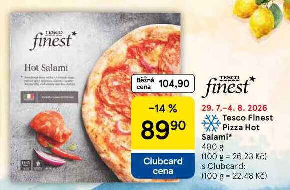 Tesco Finest Pizza Hot Salami, 400 g 