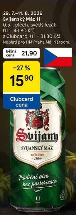 Svijanský Máz 11, 0.5 l, plech, světlý ležák 