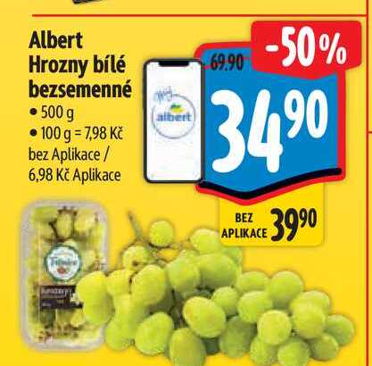 Albert Hrozny bílé bezsemenné 500 g 