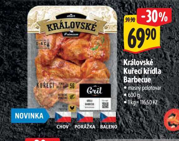  Královské Kuřecí křídla Barbecue 600 g