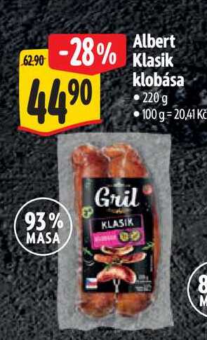 Albert Klasik klobása 220 g
