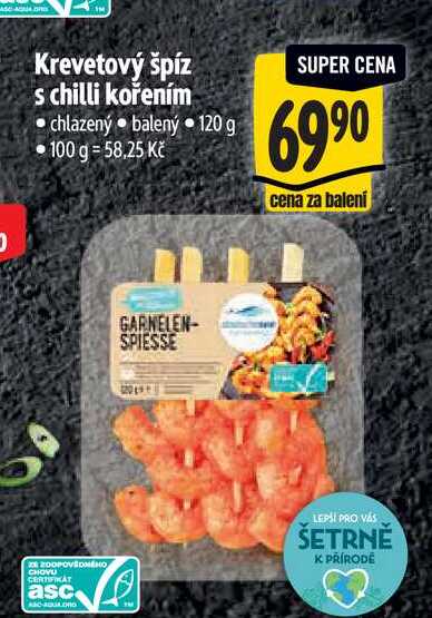   Krevetový špíz s chilli kořením  120 g