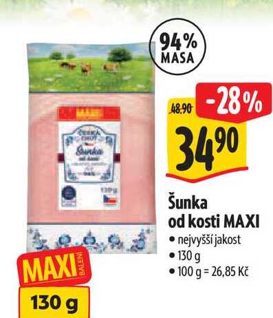 Šunka od kosti MAXI nejvyšší jakost 130 g