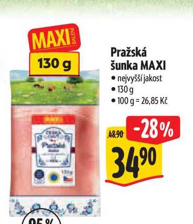  Pražská šunka MAXI  nejvyšší jakost 130g 