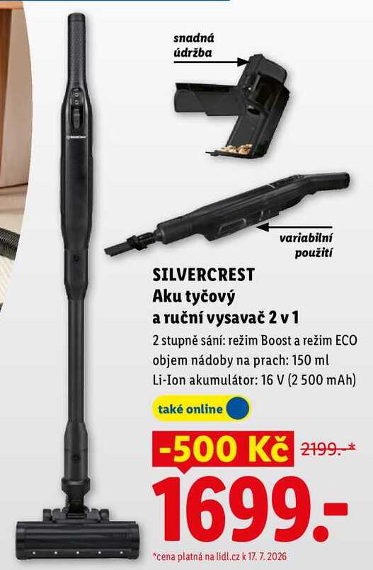 SILVERCREST Aku tyčový a ruční vysavač 2 v 1