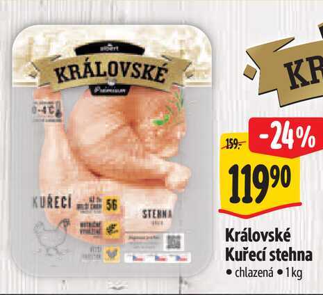 Královské Kuřecí stehna chlazená 1kg