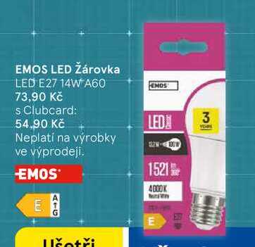 EMOS LED Žárovka, LED E27 14W A60 