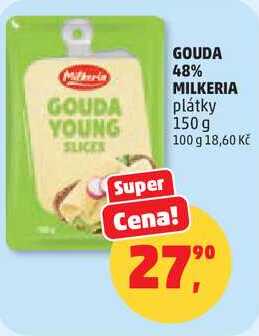 GOUDA 48% MILKERIA plátky, 150 g 