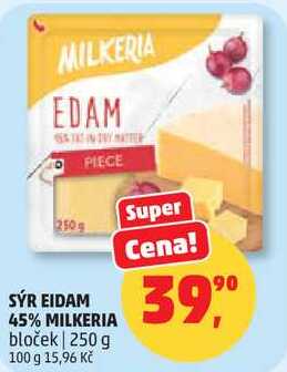 SÝR EIDAM 45% MILKERIA bloček, 250 g   