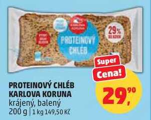PROTEINOVÝ CHLÉB KARLOVA KORUNA krájený, balený, 200 g  