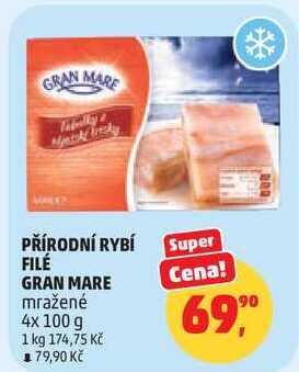 PŘÍRODNÍ RYBÍ FILÉ GRAN MARE mražené, 4x 100 g