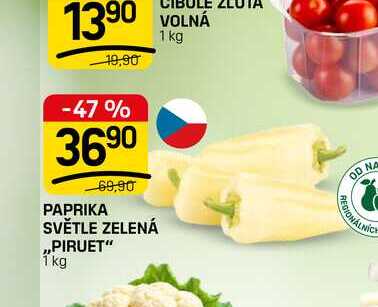 PAPRIKA SVĚTLE ZELENÁ ,,PIRUET" 1 kg