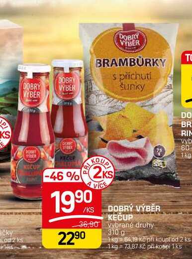 DOBRÝ VÝBĚR KEČUP vybrané druhy 310 g