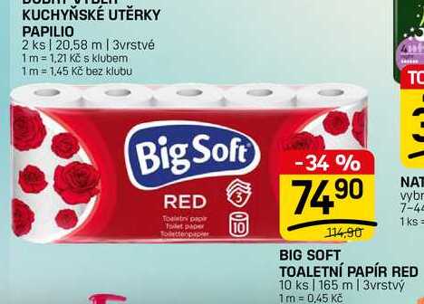 BIG SOFT TOALETNÍ PAPÍR RED 10 ks 165 m | 3vrstvý