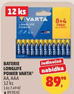 BATERIE LONGLIFE POWER VARTA AA, AAA, 12 ks