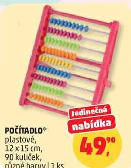 POČÍTADLO nabídka plastové, 12x15 cm, 90 kuliček, různé barvy, 1 ks  