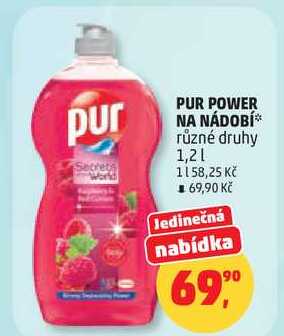 PUR POWER NA NÁDOBÍ různé druhy, 1,2 l