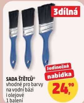 SADA ŠTĚTCŮ vhodné pro barvy na vodní bázi i olejové, 1 balení