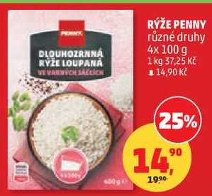 RÝŽE PENNY různé druhy, 4x 100 g  