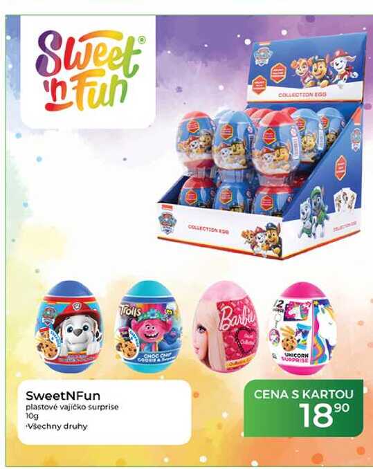 SweetNFun plastové vajíčko surprise 10g